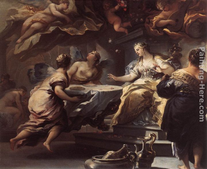 Psyche Served by Invisible Spirits painting - Luca Giordano Psyche Served by Invisible Spirits art painting